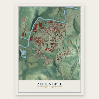 Zelienople, Pennsylvania map print, the full design