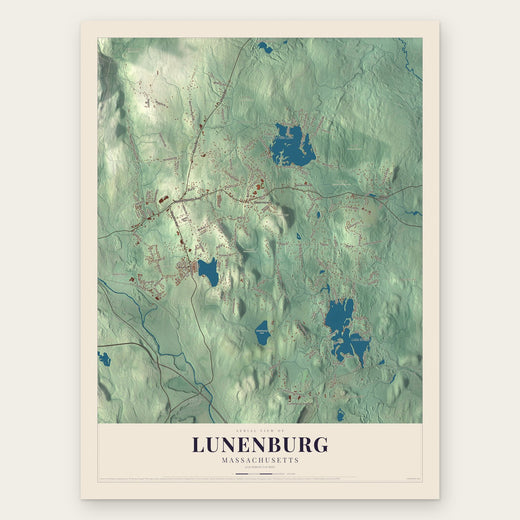 Lunenburg, Massachusetts map print, the full design
