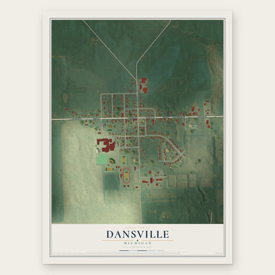Dansville, Michigan map print, the full design