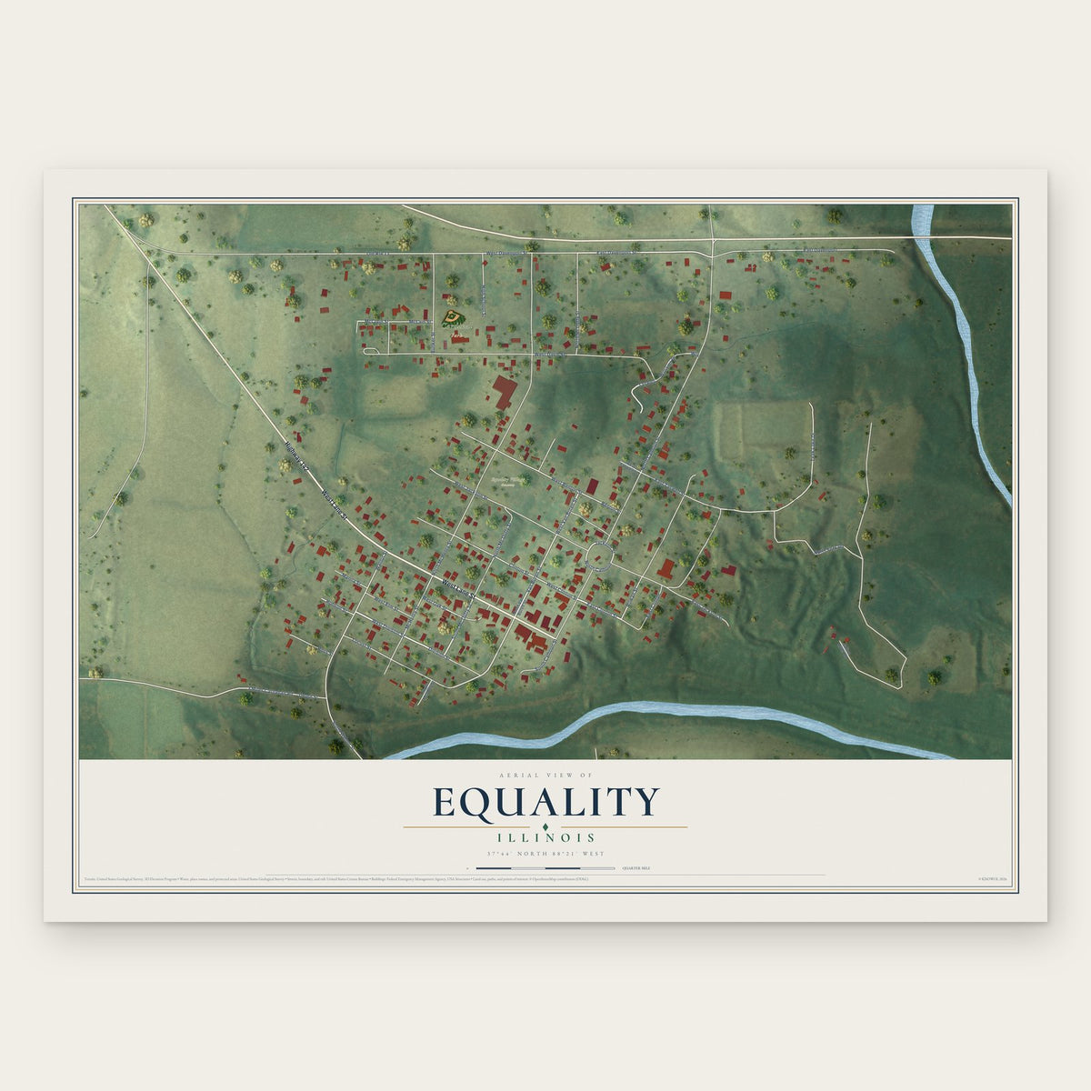 Equality, Illinois map print, the full design
