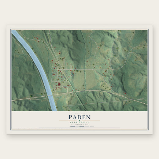 Paden, Mississippi map print, the full design