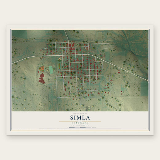 Simla, Colorado map print, the full design