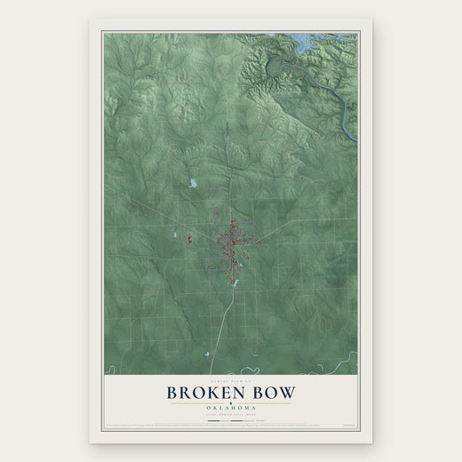 Broken Bow, Oklahoma map print, the full design