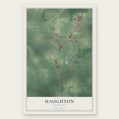 Haughton, Louisiana map print, the full design