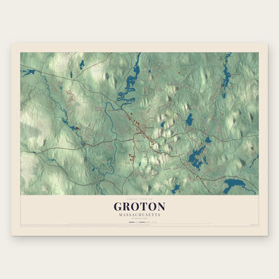 Groton, Massachusetts map print, the full design