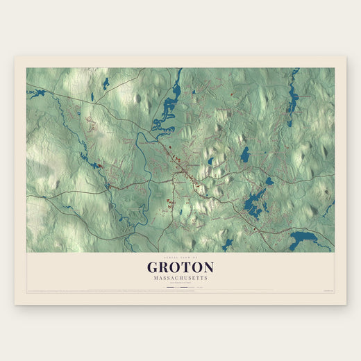 Groton, Massachusetts map print, the full design