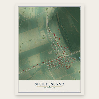 Sicily Island, Louisiana map print, the full design