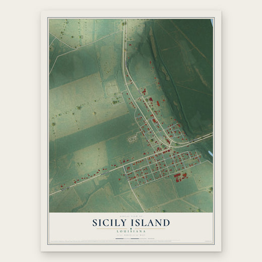 Sicily Island, Louisiana map print, the full design