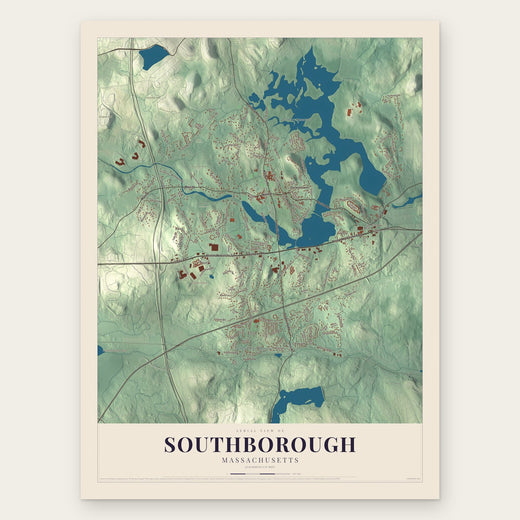 Southborough, Massachusetts map print, the full design