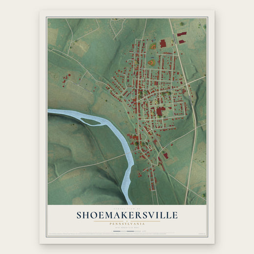 Shoemakersville, Pennsylvania map print, the full design