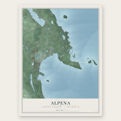 Alpena, Alpena County, Michigan map print, the full design