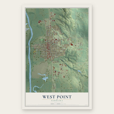 West Point, Nebraska map print, the full design
