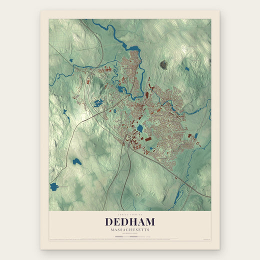 Dedham, Massachusetts map print, the full design