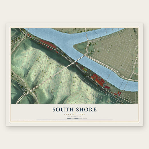 South Shore, Pennsylvania map print, the full design