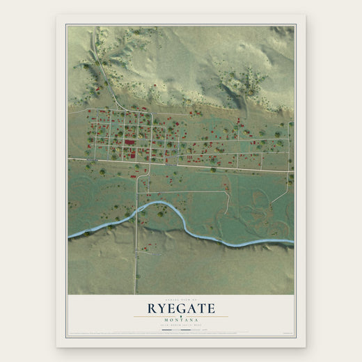 Ryegate, Montana map print, the full design