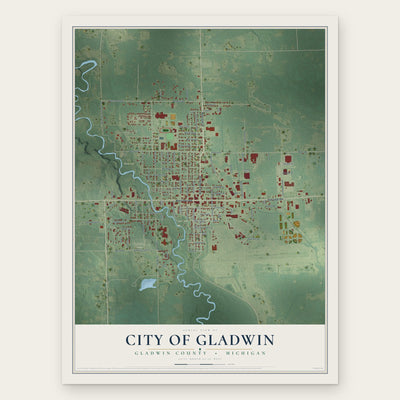 Gladwin, Michigan map print, the full design