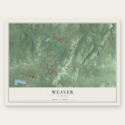 Weaver, Alabama map print, the full design
