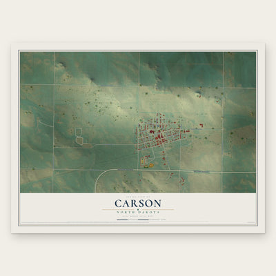 Carson, North Dakota map print, the full design