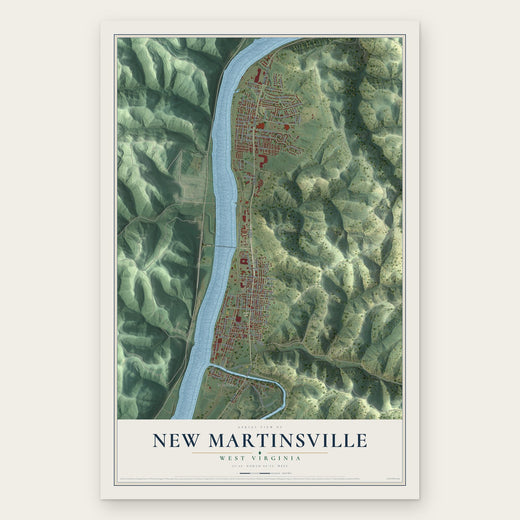 New Martinsville, West Virginia map print, the full design