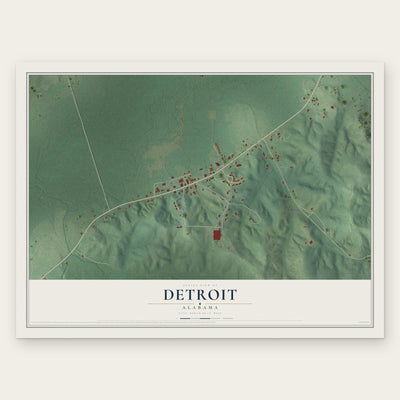 Detroit, Alabama map print, the full design