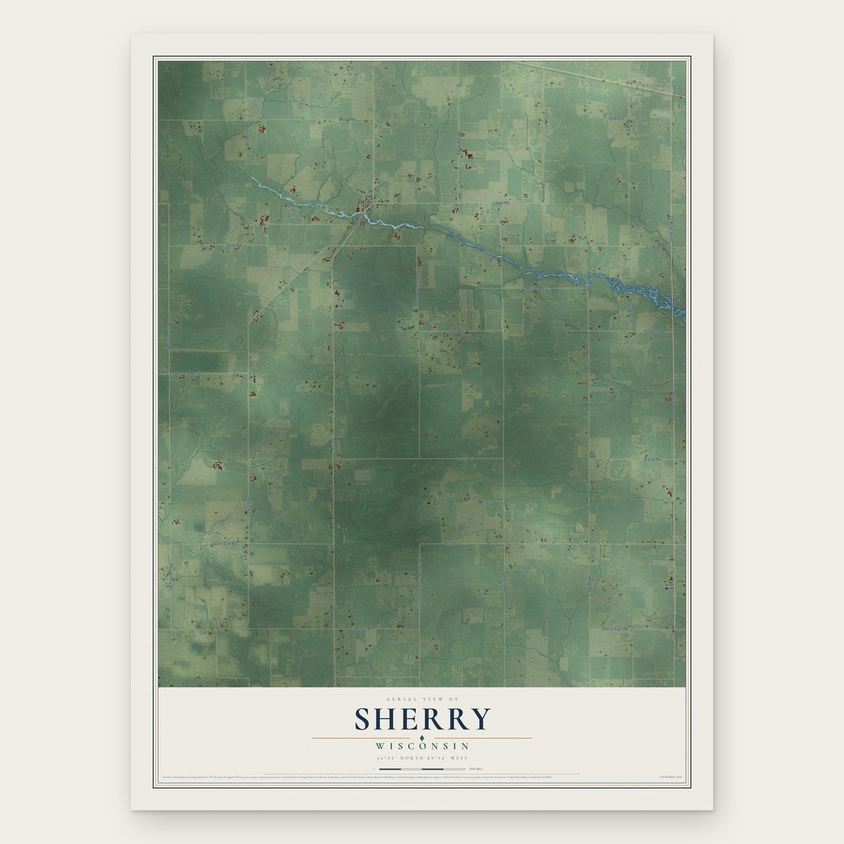 Sherry, Wisconsin map print, the full design