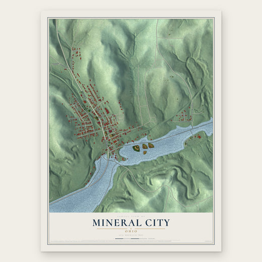 Mineral City, Ohio map print, the full design