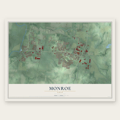 Monroe, Ohio map print, the full design