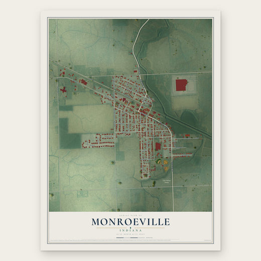 Monroeville, Indiana map print, the full design