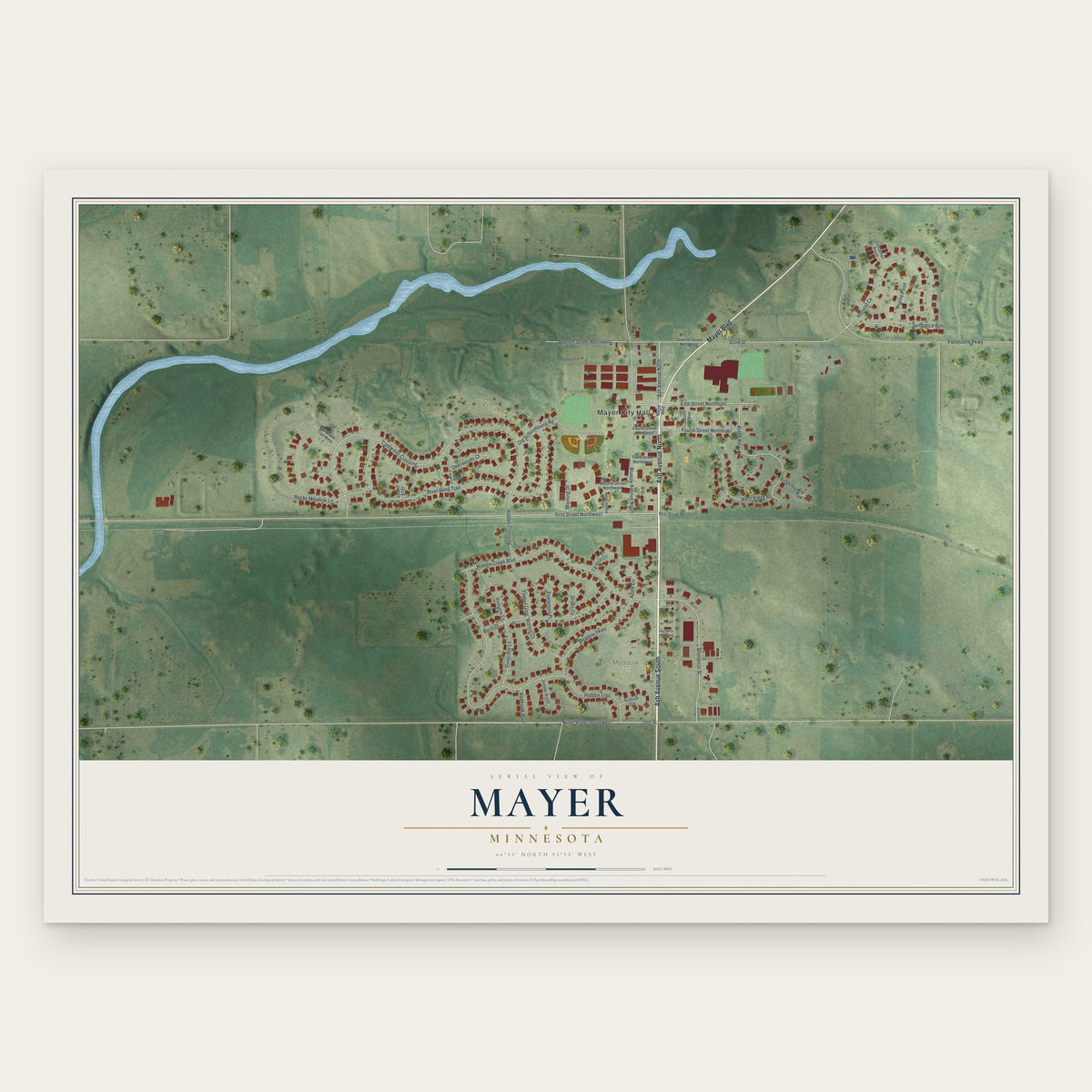 Mayer, Minnesota map print, the full design
