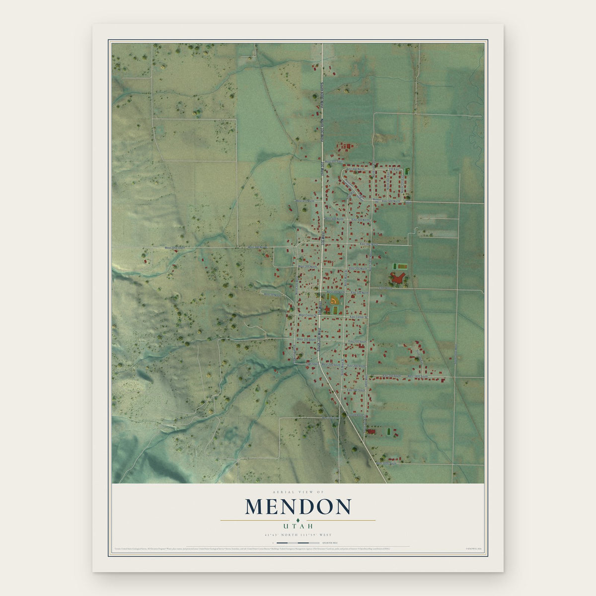 Mendon, Utah map print, the full design