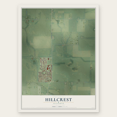 Hillcrest, Illinois map print, the full design