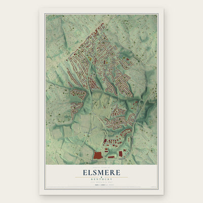 Elsmere, Kentucky map print, the full design