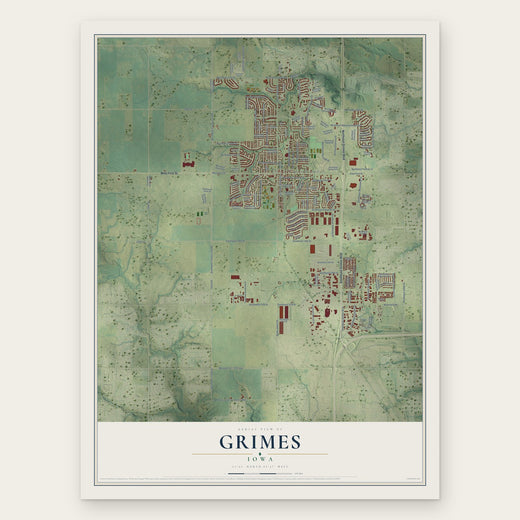 Grimes, Iowa map print, the full design