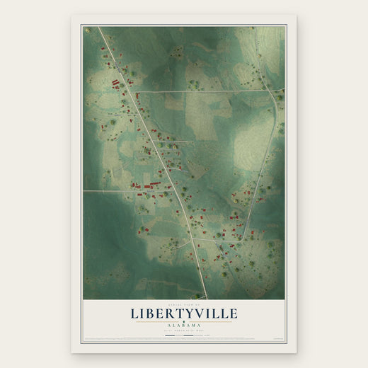 Libertyville, Alabama map print, the full design