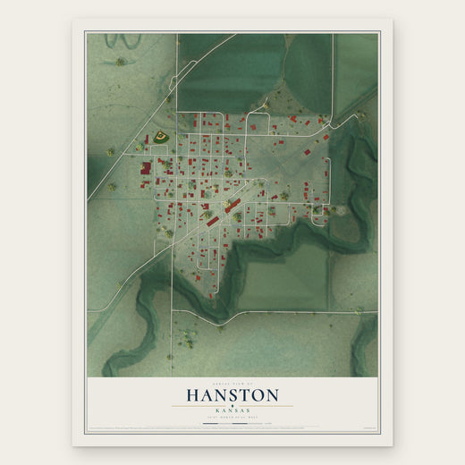 Hanston, Kansas map print, the full design