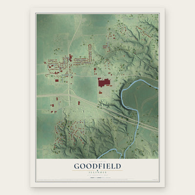 Goodfield, Illinois map print, the full design