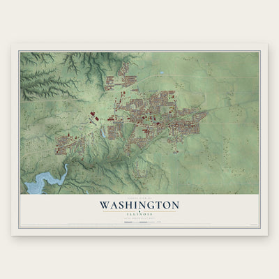 Washington, Illinois map print, the full design