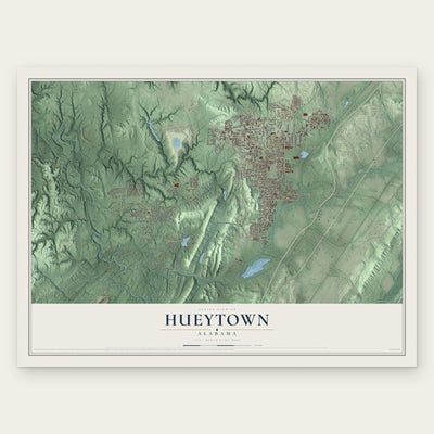 Hueytown, Alabama map print, the full design