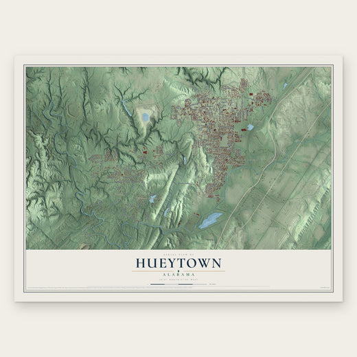 Hueytown, Alabama map print, the full design