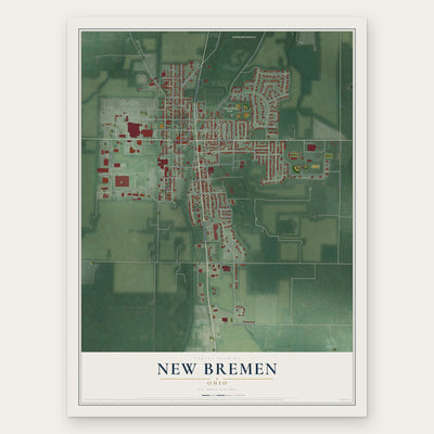 New Bremen, Ohio map print, the full design