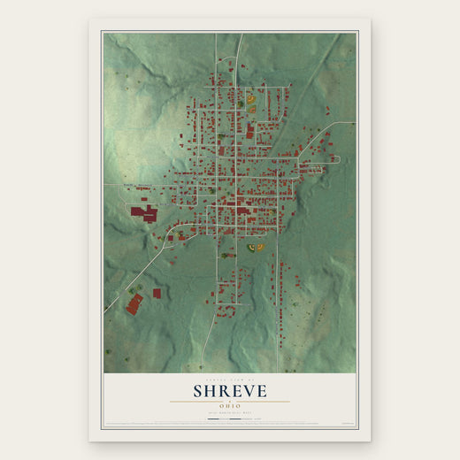 Shreve, Ohio map print, the full design