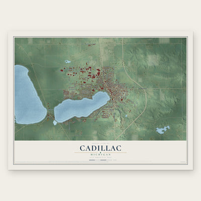 Cadillac, Michigan map print, the full design