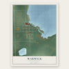 Warwick, North Dakota map print, the full design