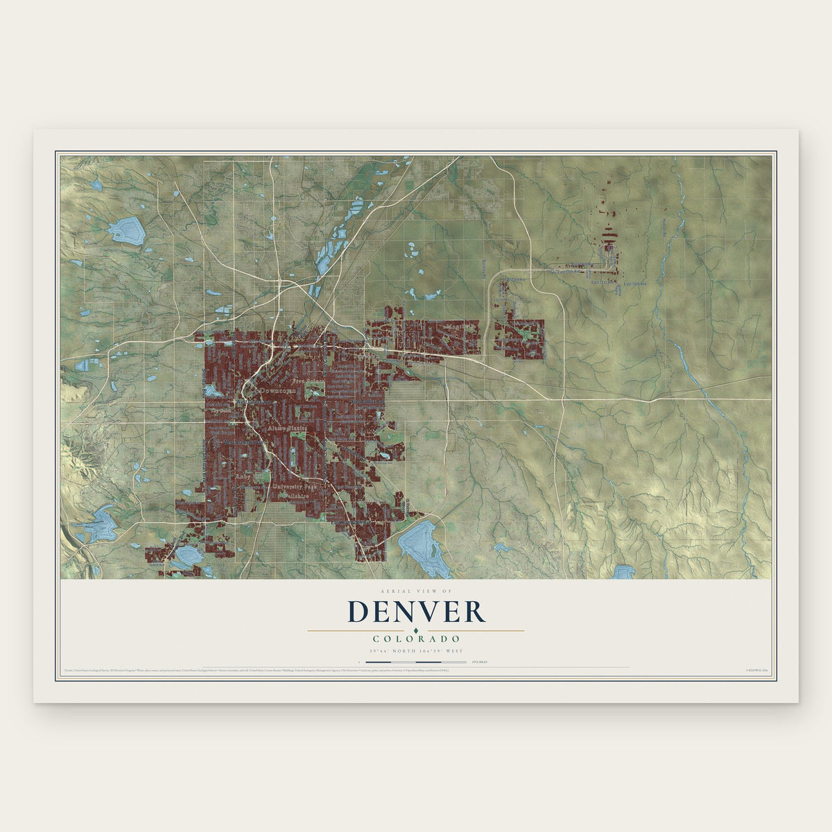 Denver, Colorado map print, the full design