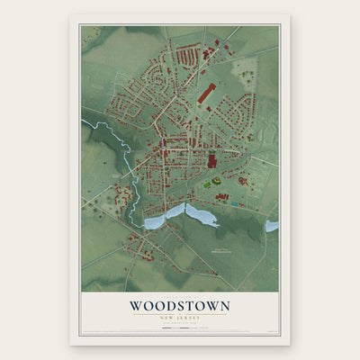 Woodstown, New Jersey map print, the full design