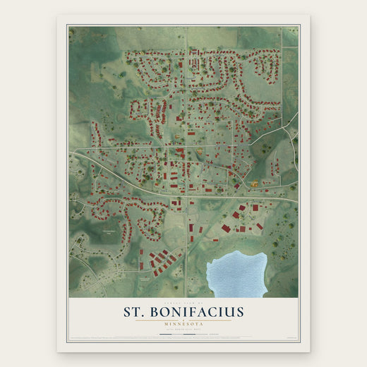 St. Bonifacius, Minnesota map print, the full design
