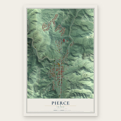 Pierce, Idaho map print, the full design