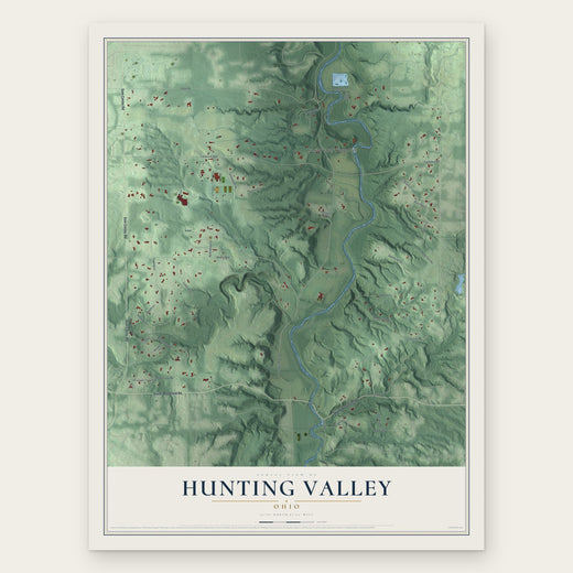 Hunting Valley, Ohio map print, the full design