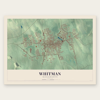 Whitman, Massachusetts map print, the full design