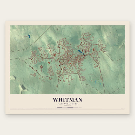 Whitman, Massachusetts map print, the full design